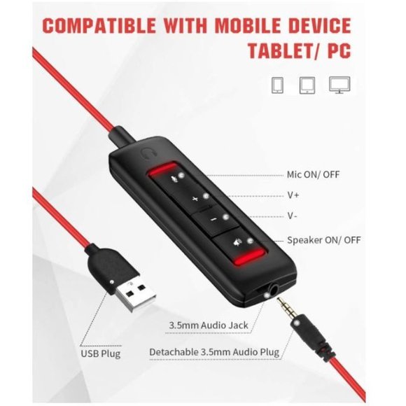 NUBWO HW02 USB Headset with Microphone Noise Cancelling in-line Control - Picture 4 of 8
